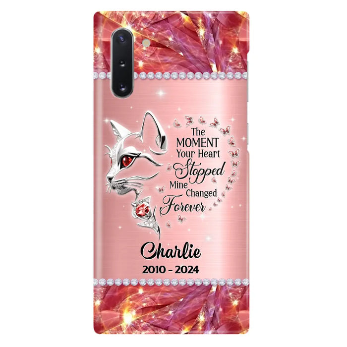 Custom Personalized Memorial Cat Phone Case - Memorial Gift For Cat Lover -  The Moment Your Heart Stopped Mine Changed Forever - Case For iPhone/ Samsung