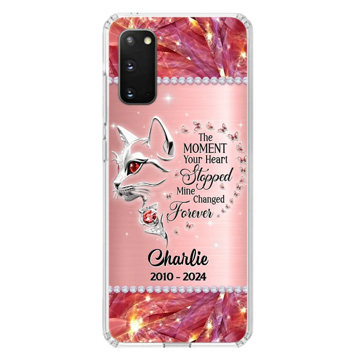 Custom Personalized Memorial Cat Phone Case - Memorial Gift For Cat Lover -  The Moment Your Heart Stopped Mine Changed Forever - Case For iPhone/ Samsung