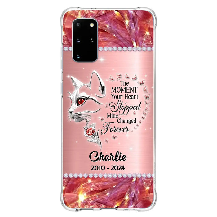 Custom Personalized Memorial Cat Phone Case - Memorial Gift For Cat Lover -  The Moment Your Heart Stopped Mine Changed Forever - Case For iPhone/ Samsung