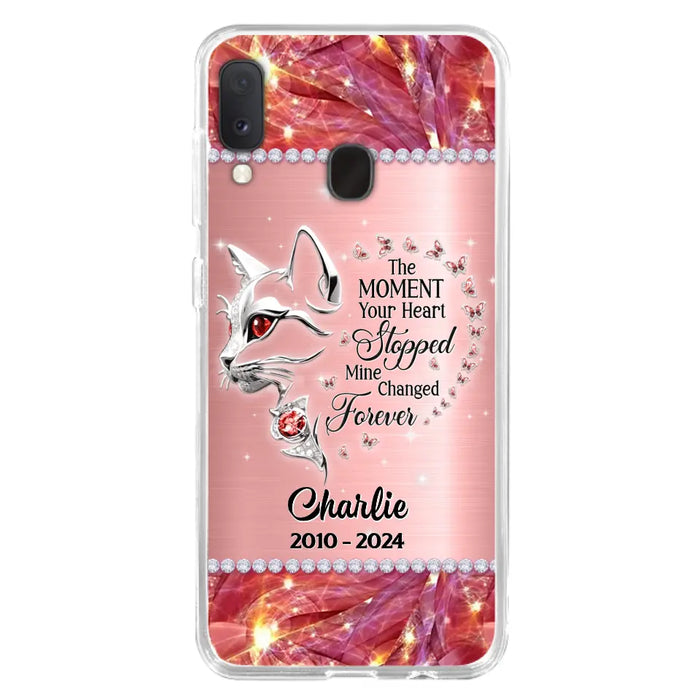 Custom Personalized Memorial Cat Phone Case - Memorial Gift For Cat Lover -  The Moment Your Heart Stopped Mine Changed Forever - Case For iPhone/ Samsung