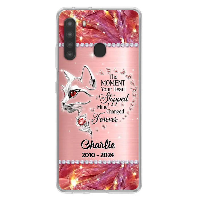 Custom Personalized Memorial Cat Phone Case - Memorial Gift For Cat Lover -  The Moment Your Heart Stopped Mine Changed Forever - Case For iPhone/ Samsung