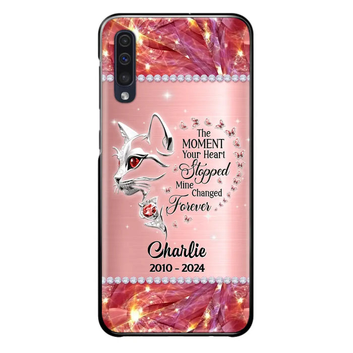 Custom Personalized Memorial Cat Phone Case - Memorial Gift For Cat Lover -  The Moment Your Heart Stopped Mine Changed Forever - Case For iPhone/ Samsung