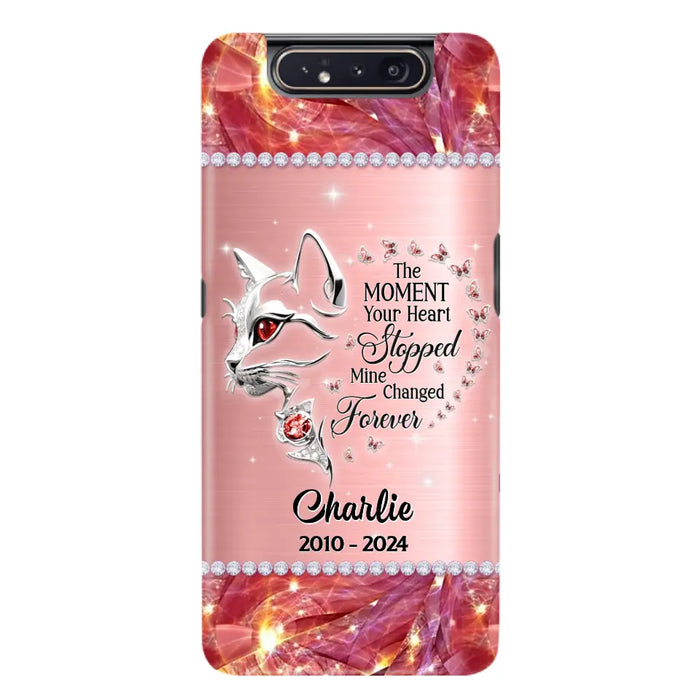 Custom Personalized Memorial Cat Phone Case - Memorial Gift For Cat Lover -  The Moment Your Heart Stopped Mine Changed Forever - Case For iPhone/ Samsung