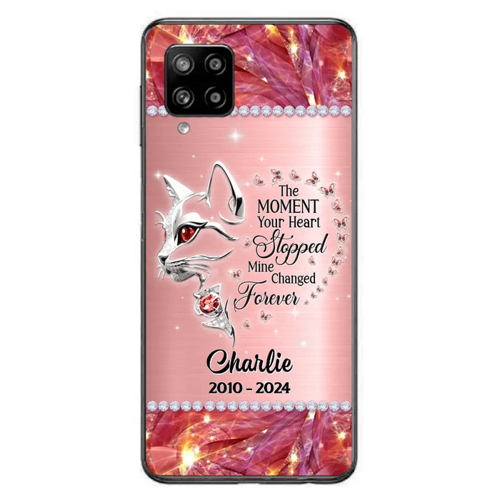 Custom Personalized Memorial Cat Phone Case - Memorial Gift For Cat Lover -  The Moment Your Heart Stopped Mine Changed Forever - Case For iPhone/ Samsung