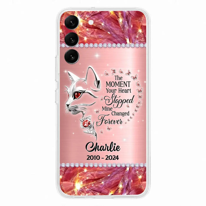 Custom Personalized Memorial Cat Phone Case - Memorial Gift For Cat Lover -  The Moment Your Heart Stopped Mine Changed Forever - Case For iPhone/ Samsung