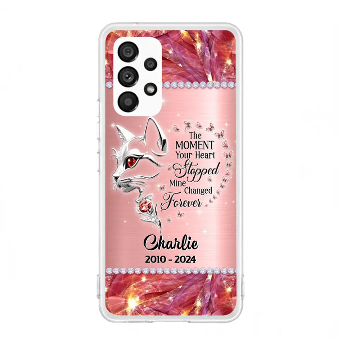 Custom Personalized Memorial Cat Phone Case - Memorial Gift For Cat Lover -  The Moment Your Heart Stopped Mine Changed Forever - Case For iPhone/ Samsung