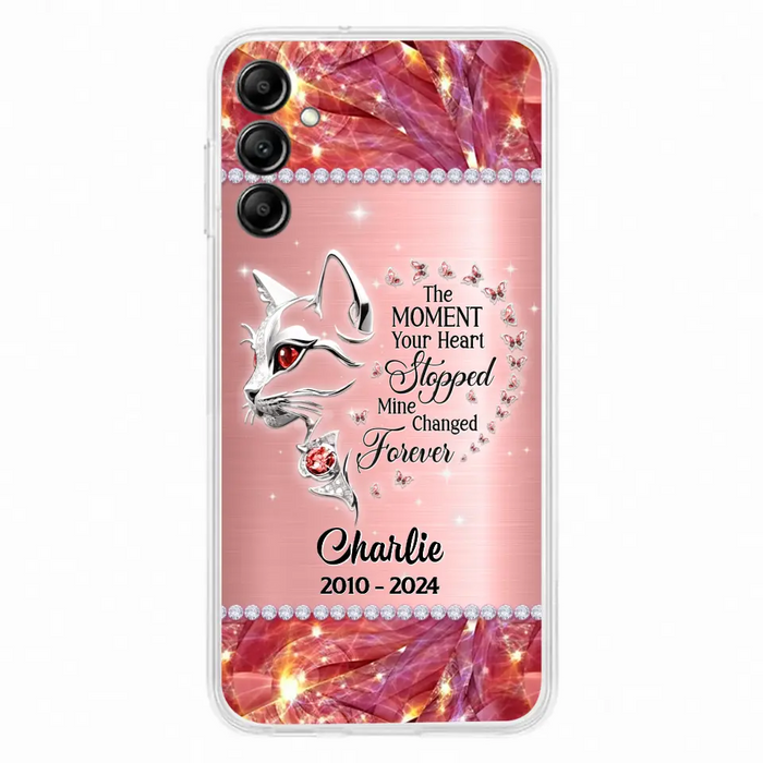 Custom Personalized Memorial Cat Phone Case - Memorial Gift For Cat Lover -  The Moment Your Heart Stopped Mine Changed Forever - Case For iPhone/ Samsung