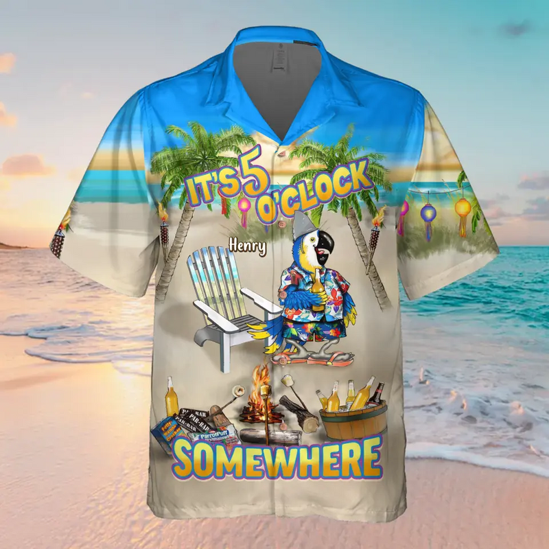 Personalized Summer Hawaiian Shirt - Up to 5 Names - Gitt Idea For Summer/Friends/Family - It's 5 O'clock Somewhere