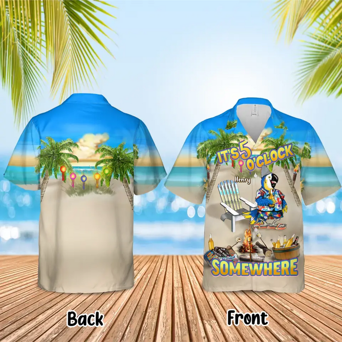 Custom Personalized Summer Hawaiian Shirt - Upto 5 Names - Gitt Idea For Summer/ Friends/ Family - It's 5 O'clock Somewhere