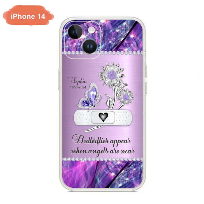 Custom Personalized Memorial Phone Case - Memorial Gift For Family Member - Butterflies Appear When Angels Are Near - Case For iPhone/ Samsung