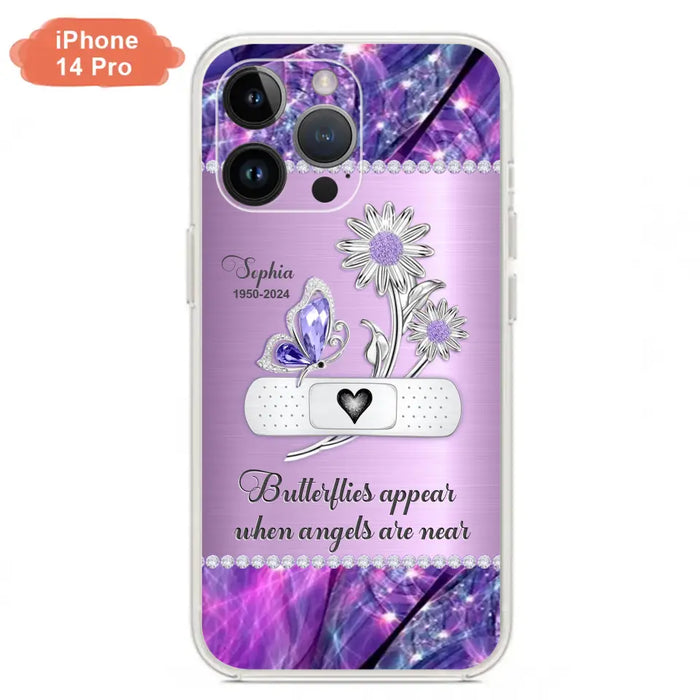 Custom Personalized Memorial Phone Case - Memorial Gift For Family Member - Butterflies Appear When Angels Are Near - Case For iPhone/ Samsung