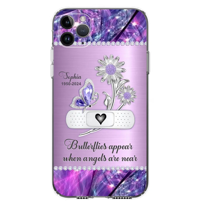 Custom Personalized Memorial Phone Case - Memorial Gift For Family Member - Butterflies Appear When Angels Are Near - Case For iPhone/ Samsung