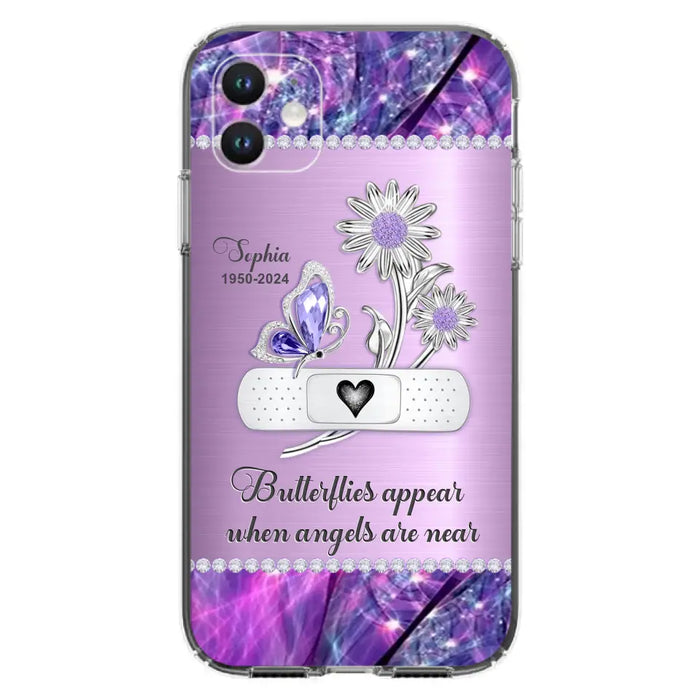 Custom Personalized Memorial Phone Case - Memorial Gift For Family Member - Butterflies Appear When Angels Are Near - Case For iPhone/ Samsung