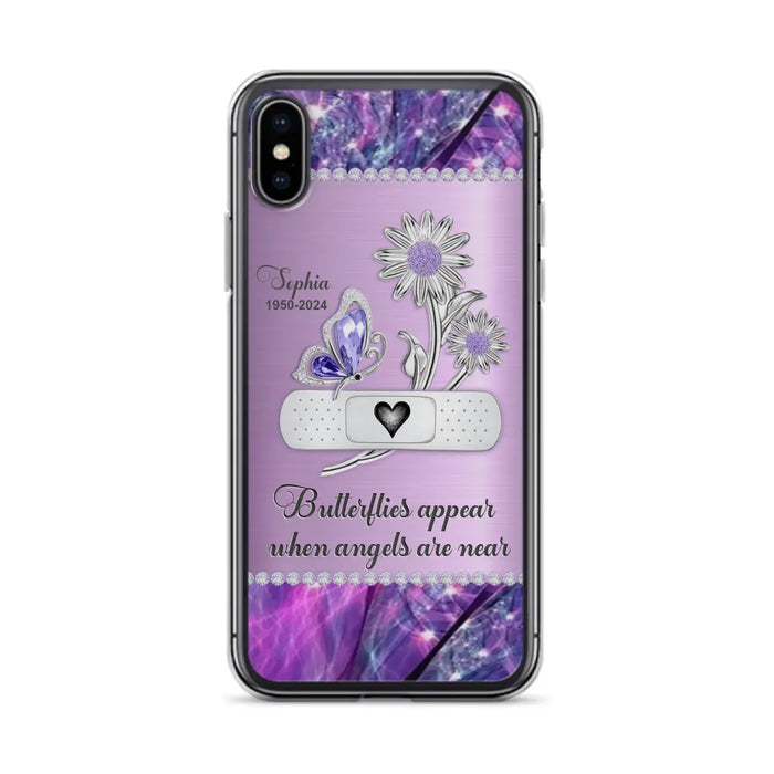 Custom Personalized Memorial Phone Case - Memorial Gift For Family Member - Butterflies Appear When Angels Are Near - Case For iPhone/ Samsung