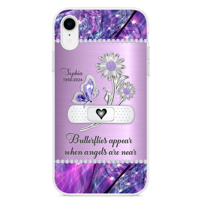 Custom Personalized Memorial Phone Case - Memorial Gift For Family Member - Butterflies Appear When Angels Are Near - Case For iPhone/ Samsung