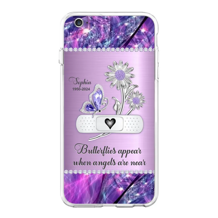 Custom Personalized Memorial Phone Case - Memorial Gift For Family Member - Butterflies Appear When Angels Are Near - Case For iPhone/ Samsung