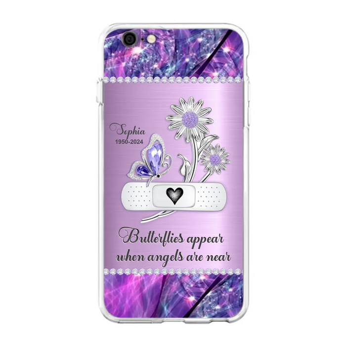 Custom Personalized Memorial Phone Case - Memorial Gift For Family Member - Butterflies Appear When Angels Are Near - Case For iPhone/ Samsung