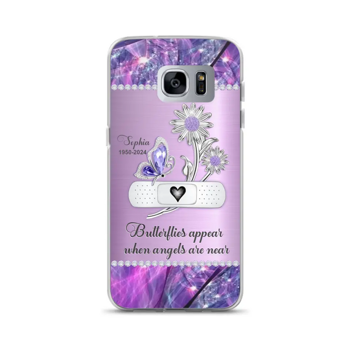 Custom Personalized Memorial Phone Case - Memorial Gift For Family Member - Butterflies Appear When Angels Are Near - Case For iPhone/ Samsung