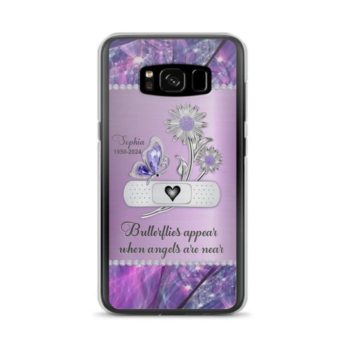 Custom Personalized Memorial Phone Case - Memorial Gift For Family Member - Butterflies Appear When Angels Are Near - Case For iPhone/ Samsung