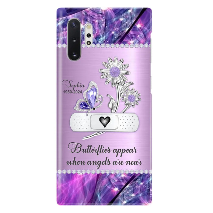 Custom Personalized Memorial Phone Case - Memorial Gift For Family Member - Butterflies Appear When Angels Are Near - Case For iPhone/ Samsung