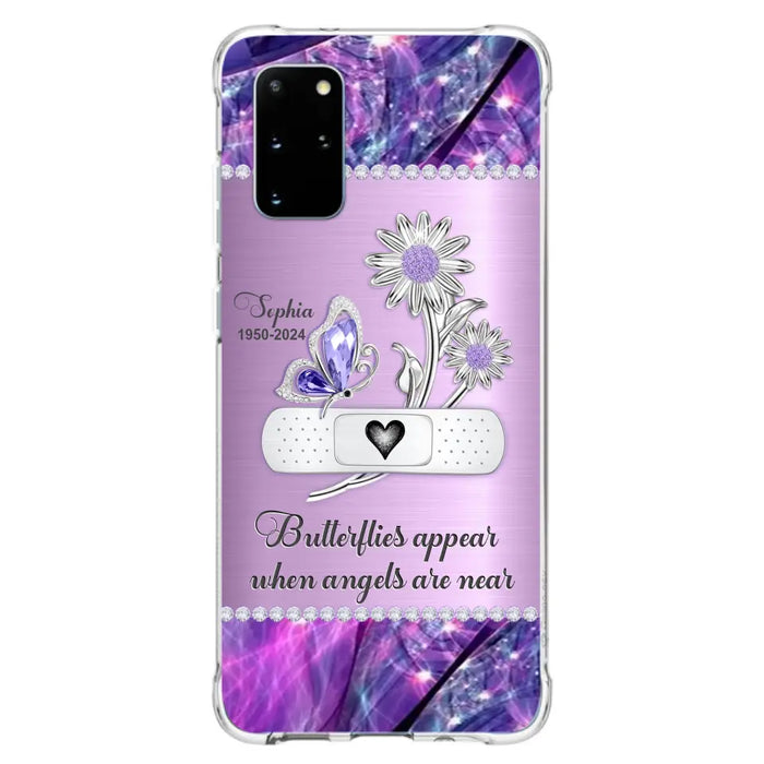 Custom Personalized Memorial Phone Case - Memorial Gift For Family Member - Butterflies Appear When Angels Are Near - Case For iPhone/ Samsung