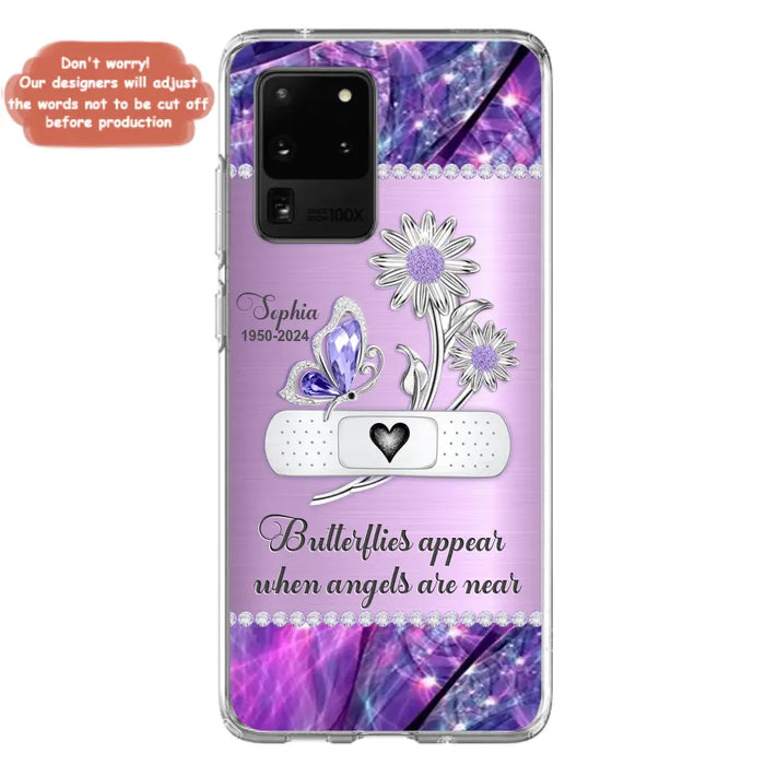 Custom Personalized Memorial Phone Case - Memorial Gift For Family Member - Butterflies Appear When Angels Are Near - Case For iPhone/ Samsung