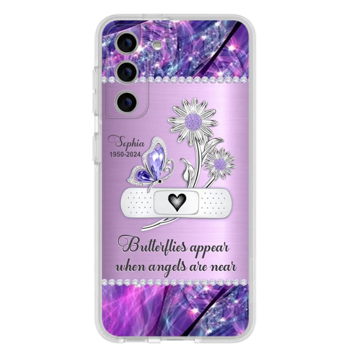 Custom Personalized Memorial Phone Case - Memorial Gift For Family Member - Butterflies Appear When Angels Are Near - Case For iPhone/ Samsung