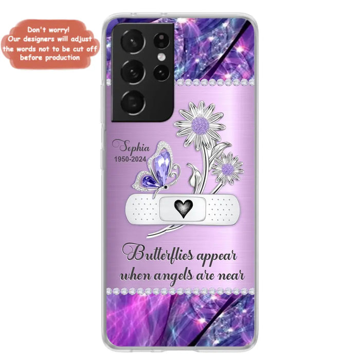 Custom Personalized Memorial Phone Case - Memorial Gift For Family Member - Butterflies Appear When Angels Are Near - Case For iPhone/ Samsung