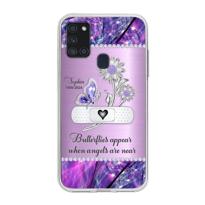 Custom Personalized Memorial Phone Case - Memorial Gift For Family Member - Butterflies Appear When Angels Are Near - Case For iPhone/ Samsung