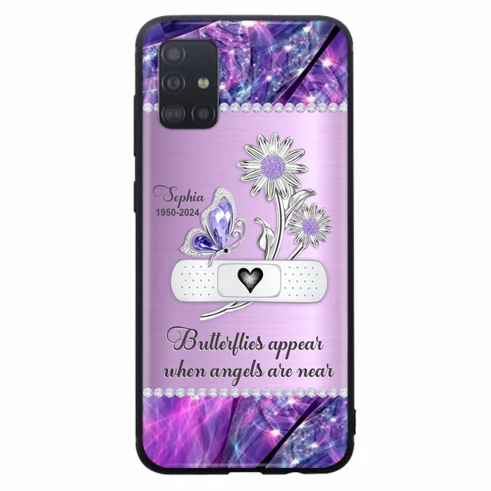 Custom Personalized Memorial Phone Case - Memorial Gift For Family Member - Butterflies Appear When Angels Are Near - Case For iPhone/ Samsung