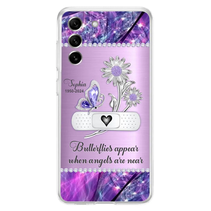 Custom Personalized Memorial Phone Case - Memorial Gift For Family Member - Butterflies Appear When Angels Are Near - Case For iPhone/ Samsung