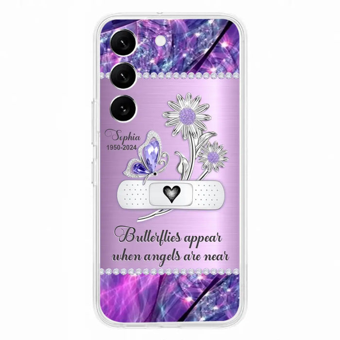 Custom Personalized Memorial Phone Case - Memorial Gift For Family Member - Butterflies Appear When Angels Are Near - Case For iPhone/ Samsung