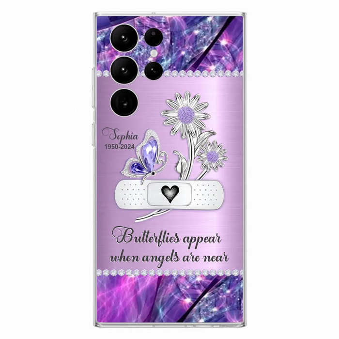 Custom Personalized Memorial Phone Case - Memorial Gift For Family Member - Butterflies Appear When Angels Are Near - Case For iPhone/ Samsung