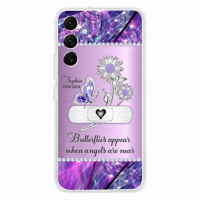 Custom Personalized Memorial Phone Case - Memorial Gift For Family Member - Butterflies Appear When Angels Are Near - Case For iPhone/ Samsung