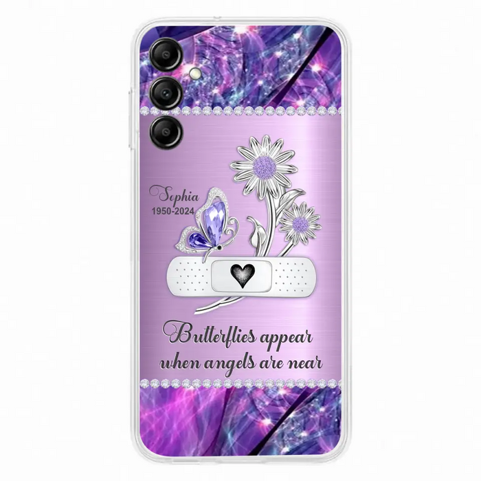 Custom Personalized Memorial Phone Case - Memorial Gift For Family Member - Butterflies Appear When Angels Are Near - Case For iPhone/ Samsung