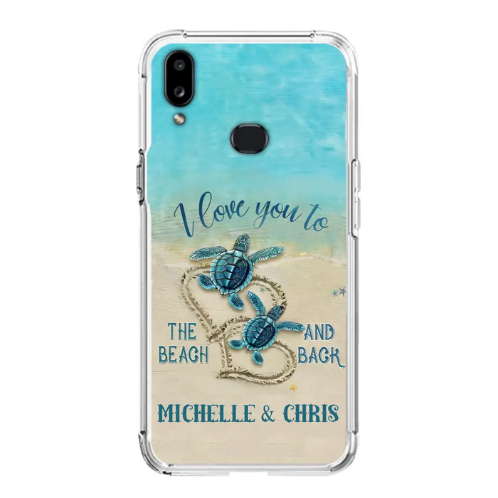 Custom Personalized Couple Turtle Phone Case -  Gift Idea For Couple/ Family - I Love You To The Beach And Back