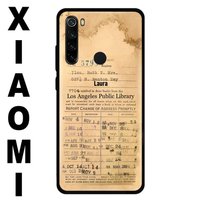 Custom Personalized Library Card Vintage Phone Case - Gift Idea For Reading Lover - Case For Xiaomi/ Oppo/ Huawei