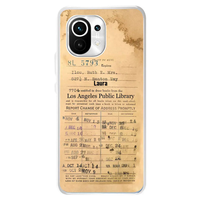 Custom Personalized Library Card Vintage Phone Case - Gift Idea For Reading Lover - Case For Xiaomi/ Oppo/ Huawei