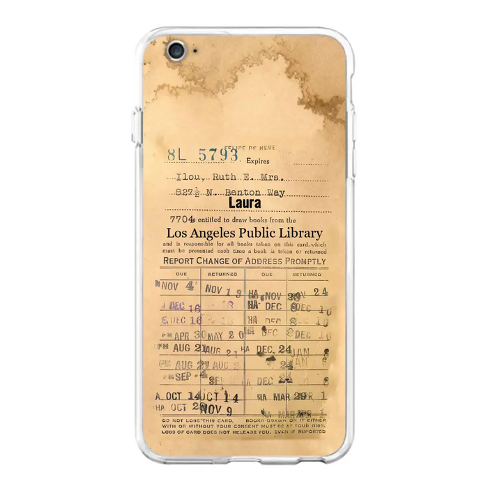 Custom Personalized Library Card Vintage Phone Case - Gift Idea For Reading Lover - Case For iPhone/ Samsung