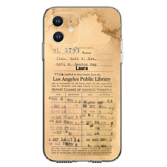 Custom Personalized Library Card Vintage Phone Case - Gift Idea For Reading Lover - Case For iPhone/ Samsung