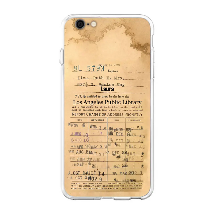 Custom Personalized Library Card Vintage Phone Case - Gift Idea For Reading Lover - Case For iPhone/ Samsung