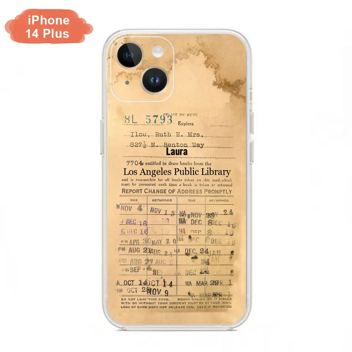 Custom Personalized Library Card Vintage Phone Case - Gift Idea For Reading Lover - Case For iPhone/ Samsung