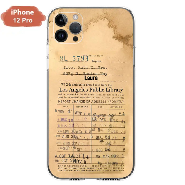 Custom Personalized Library Card Vintage Phone Case - Gift Idea For Reading Lover - Case For iPhone/ Samsung