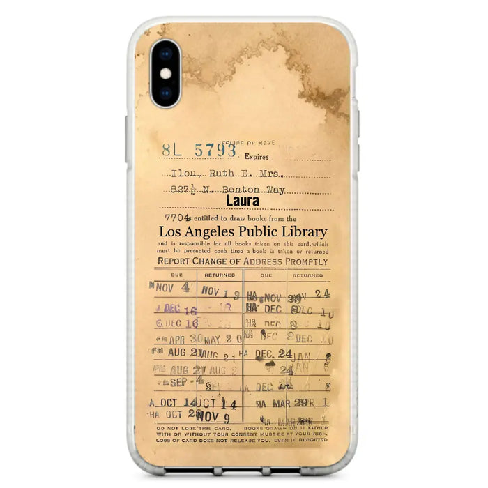 Custom Personalized Library Card Vintage Phone Case - Gift Idea For Reading Lover - Case For iPhone/ Samsung