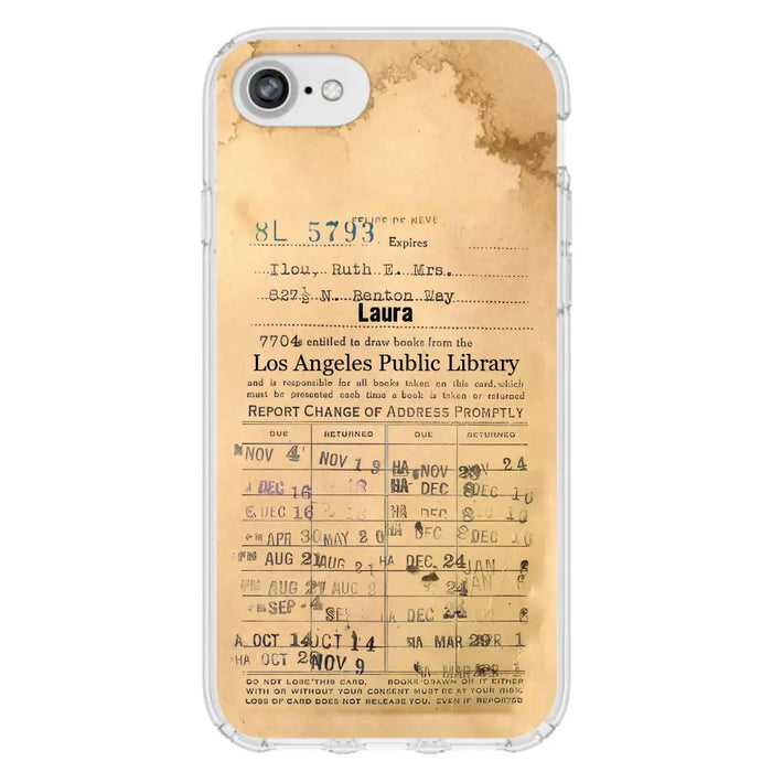 Custom Personalized Library Card Vintage Phone Case - Gift Idea For Reading Lover - Case For iPhone/ Samsung