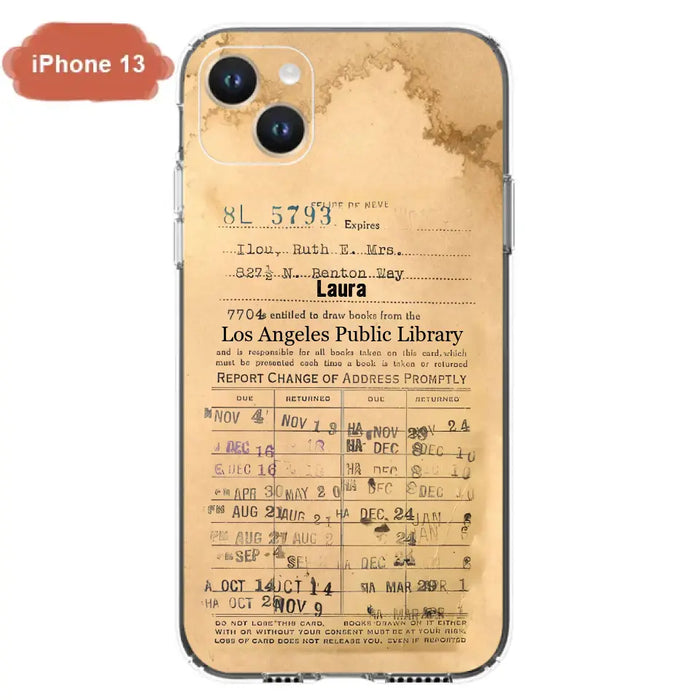 Custom Personalized Library Card Vintage Phone Case - Gift Idea For Reading Lover - Case For iPhone/ Samsung