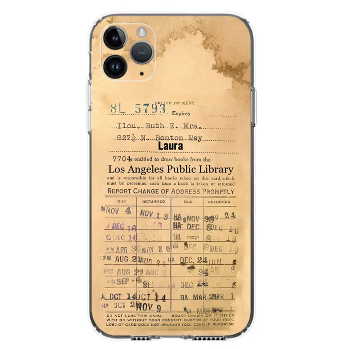 Custom Personalized Library Card Vintage Phone Case - Gift Idea For Reading Lover - Case For iPhone/ Samsung