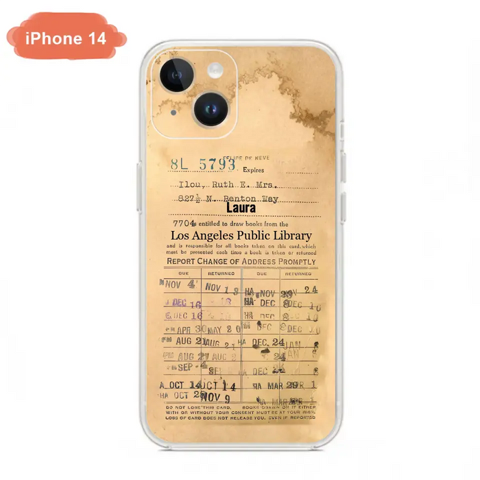 Custom Personalized Library Card Vintage Phone Case - Gift Idea For Reading Lover - Case For iPhone/ Samsung