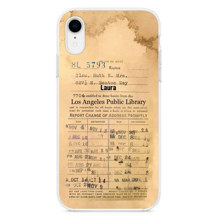 Custom Personalized Library Card Vintage Phone Case - Gift Idea For Reading Lover - Case For iPhone/ Samsung