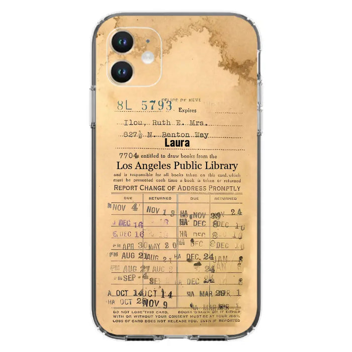 Custom Personalized Library Card Vintage Phone Case - Gift Idea For Reading Lover - Case For iPhone/ Samsung